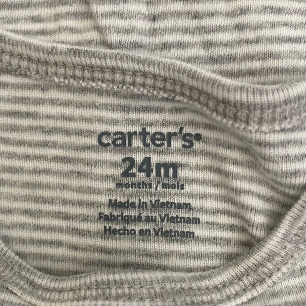 Carter’s One Piece Bodysuit 24 Month Short Sleeve Snap Striped Panda